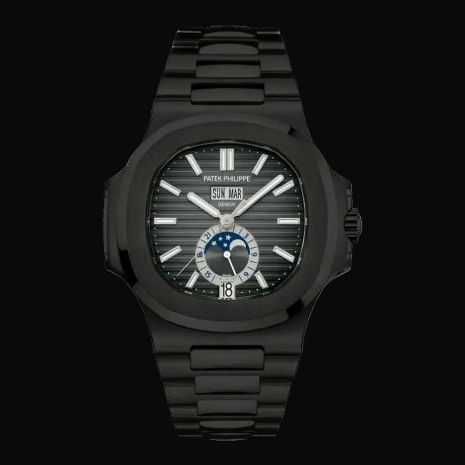 PATEK PHILIPPE NAUTILUS Annual Calendar MOON PHASE Full BLACK